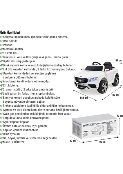 Pandamkee Akülü Araba Uzaktan Kumandalı Maestro Gt Deri Koltuk modelleri