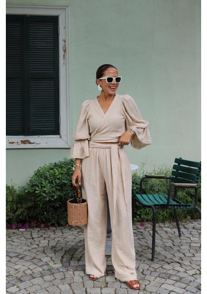 Kuşak Detay Beli Lastikli Salaş Pantolon fiyatları