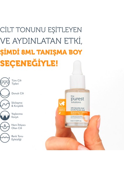 Leke Karşıtı Arbutin & C Vitamini Seti: 30 ml Leke Serumu + 8 ml Tanışma Boy C Vitamini