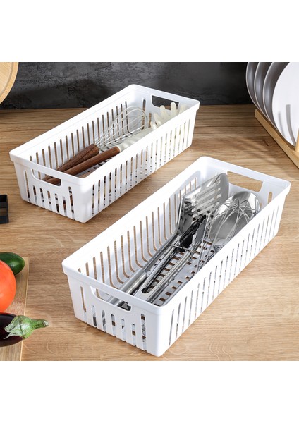 2'li Modüler Kaşıklık Seti - Mutfak Düzenleyici Çekmece Içi Organizer Bıçaklık Kepçelik Beyaz