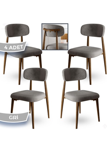 Laos Serisi 4 Adet Gri Mutfak Sandalyesi Ahşap Kaplama 1. Sınıf Babyface Kumaş fiyatları