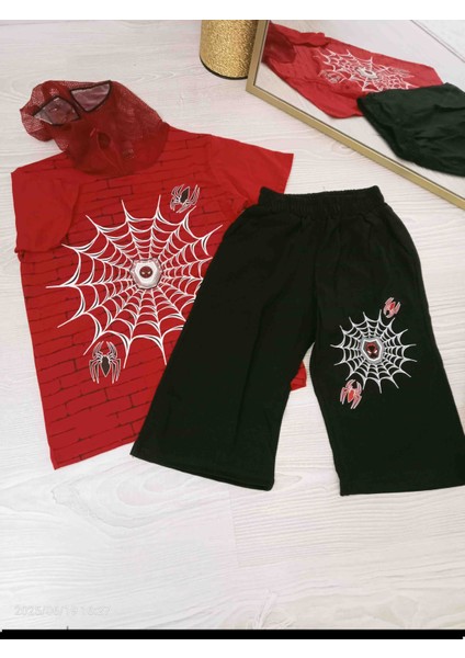 Spider-Man Örümcek Ağı Baskılı File Şapka Alt Üst Erkek Çocuk Takım