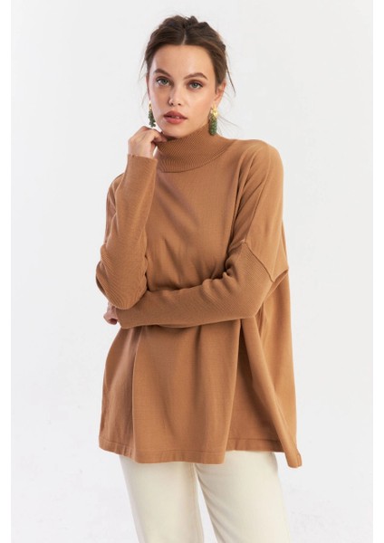 Kadın Camel Salaş Triko Bluz YV289 fırsatları