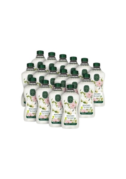 16’lı Doğal Zeytinyağlı Sıvı Beyaz Sabun 1.5 lt ve Rosie Hediye