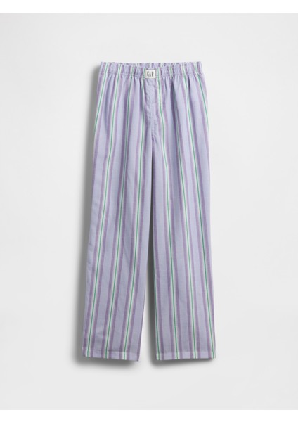 Erkek Çocuk Çizgili Kids Geri Dönüştürülmüş Poplin Pijama Pantolonu
