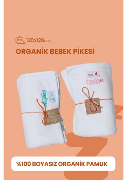 Boyasız Organik Pamuk Bebek Pikesi