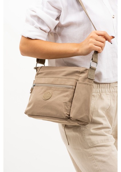 Kadın Çok Gözlü Suya Dayanıklı Paraşüt Kumaş Ayarlanabilir Çapraz Askılı Omuz Çantası