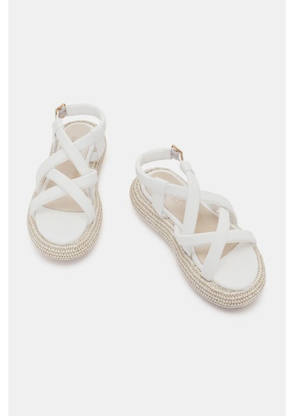 Ipa Kadın Beyaz Kordon Sandalet modelleri