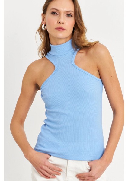 Kadın Mavi Halter Yaka Kaşkorse Bluz EY1454 fiyatları
