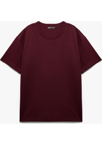 Pamuklu Kısa Kollu Pike Kumaş Bisiklet Yaka Basic Oversize Tişört modelleri