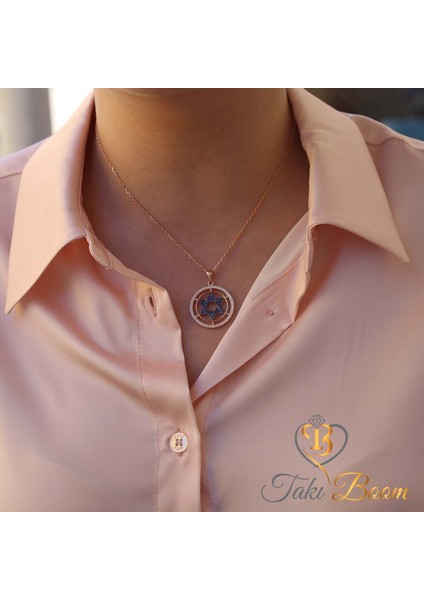 Davut Yıldızı Kolye - Yahudiler Için Kalkan Gümüş Kolye - Safir Beyaz Taş fiyatları