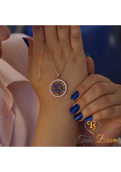 Davut Yıldızı Kolye - Yahudiler Için Kalkan Gümüş Kolye - Safir Beyaz Taş modelleri