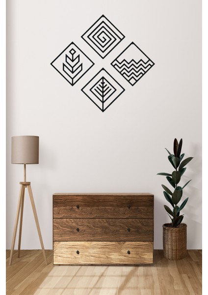 4 Element Temalı Ahşap Mdf Duvar Dekoru – Modern Geometrik Tasarım (4'lü Set) modelleri
