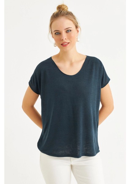 Kadın Lacivert Basic Bluz AYD410