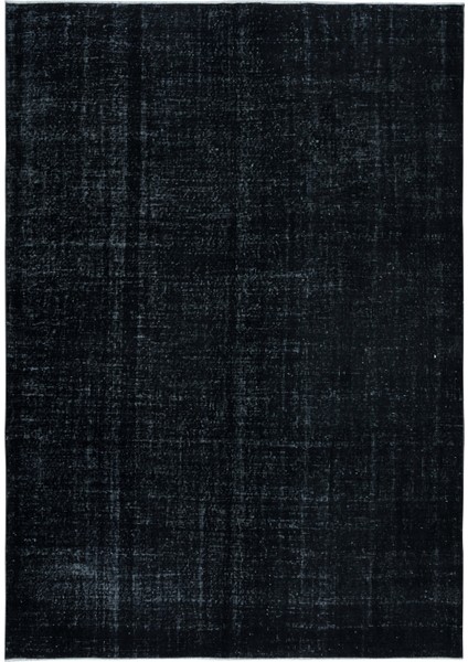 206 x 303 cm Eski El Yapımı Türk Işi Halı, El Dokuma Siyah Büyük Halı