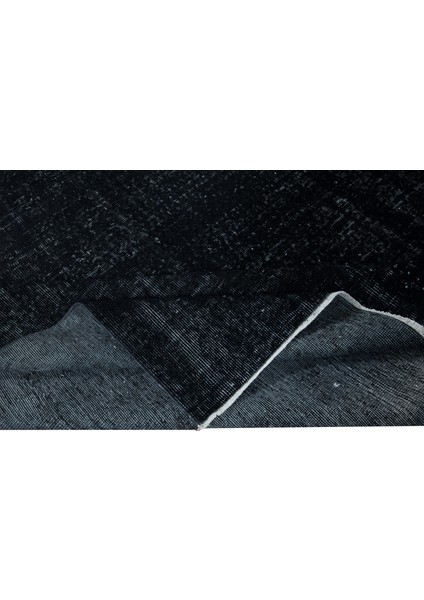 206 x 303 cm Eski El Yapımı Türk Işi Halı, El Dokuma Siyah Büyük Halı