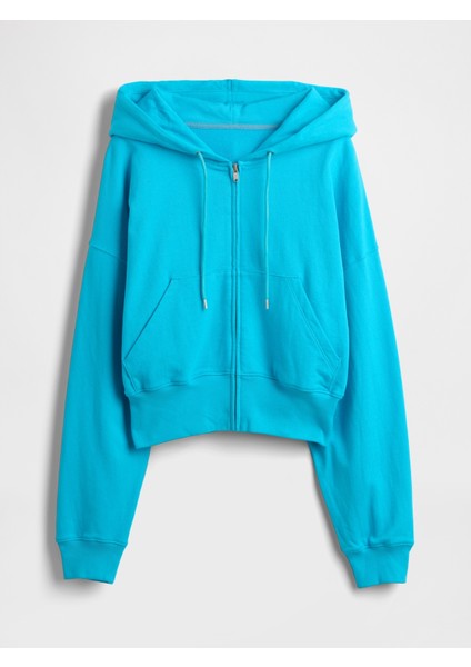 Kadın Mavi Heavyweight Fransız Havlu Kumaş Sweatshirt fiyatları