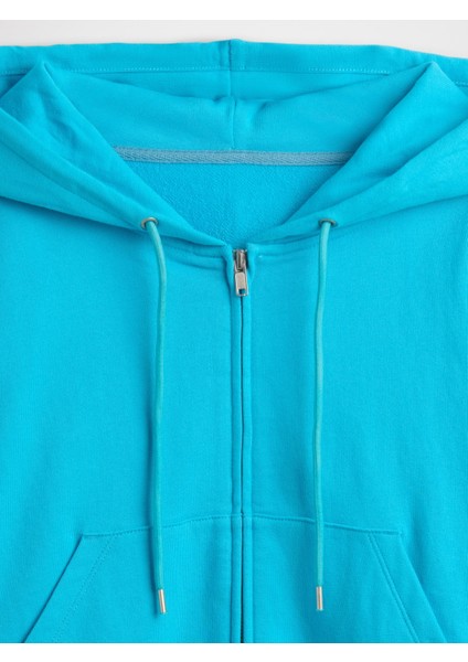 Kadın Mavi Heavyweight Fransız Havlu Kumaş Sweatshirt modelleri