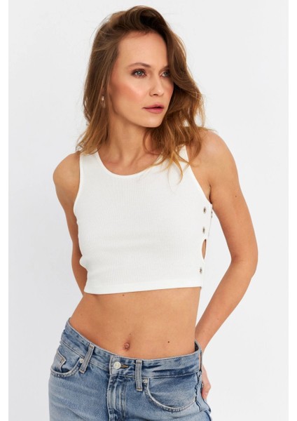 Kadın Ekru Küş Gözlü Crop Bluz ANT101 indirimleri
