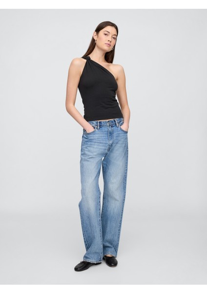 Kadın Siyah Düğümlü Tek Omuz Bluz fırsatları