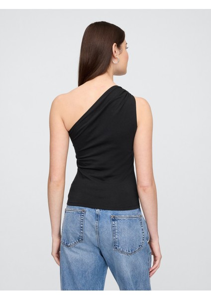 Kadın Siyah Düğümlü Tek Omuz Bluz indirimleri