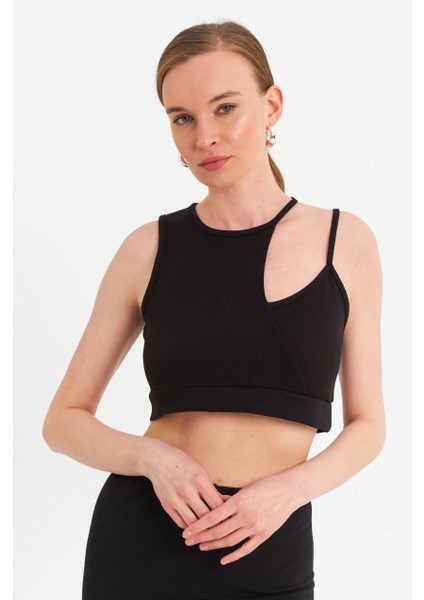 Kadın Siyah Pencereli Crop Bluz UR875 modelleri