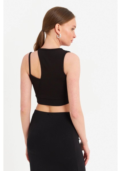 Kadın Siyah Pencereli Crop Bluz UR875 indirimleri
