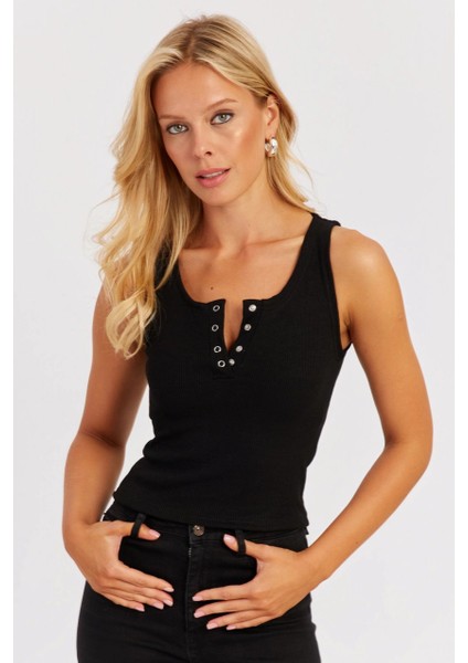 Kadın Siyah Patlı Kaşkorse Bluz MK02