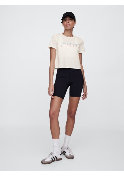 Kadın Krem Gapfit Breathe Jersey Crop T-Shirt modelleri