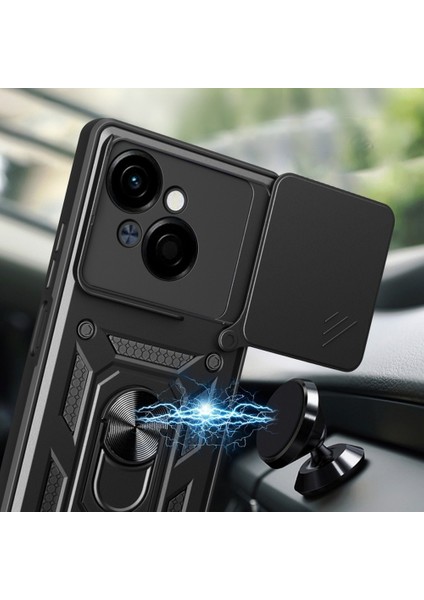 Tecno Spark Go 1 Uyumlu Kılıf Pars Sürgülü Kamera Korumalı Yüzüklü Sert Silikon Siyah fiyatları