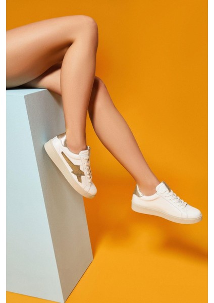 Louie Kadın Beyaz Altın Gerçek Deri Sneaker