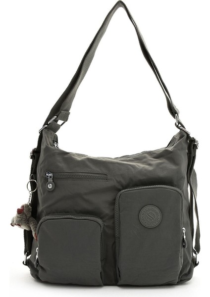 Kadın Büyük Boy Bölmeli Suya Dayanıklı Paraşüt Kumaş Çapraz Askılı Omuz ve Sırt Çantası