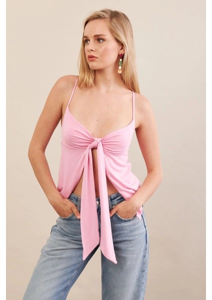 Kadın Pembe Büzgülü Asimetrik Bluz ZH172 modelleri