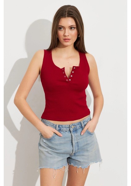 Kadın Bordo Patlı Kaşkorse Bluz MK02