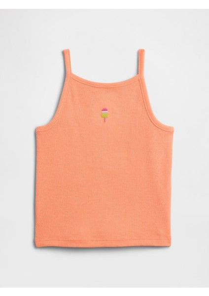 Kız Bebek Turuncu Askılı Fitilli Atlet