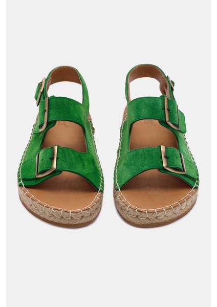 Mary Kadın Yeşil Gerçek Süet Deri Espadril Sandalet modelleri