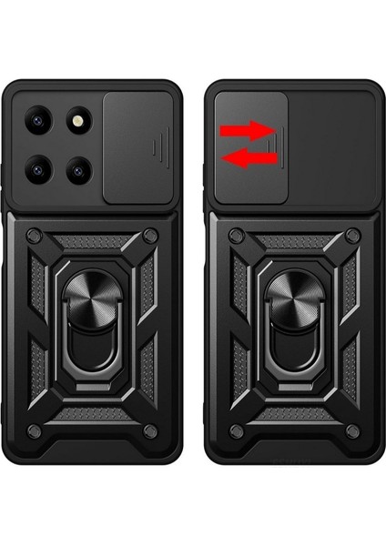 Realme 11 4g Uyumlu Kılıf Pars Sürgülü Kamera Korumalı Yüzüklü Sert Silikon Siyah fiyatları