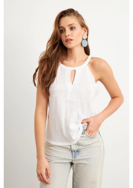 Kadın Ekru Dokuma Şeritli Bluz RX450 fiyatları