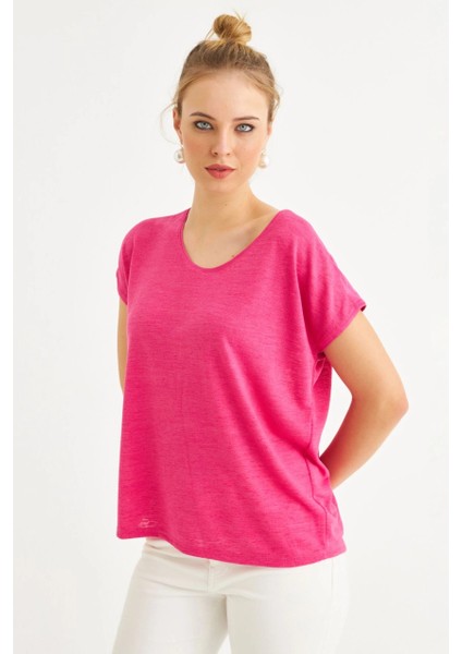 Kadın Fuşya Basic Bluz AYD410 modelleri