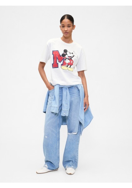 Kadın Kırık Beyaz Grafik Baskılı Oversize T-Shirt fırsatları