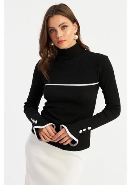 Kadın Siyah Balıkçı Kaşkorse Bluz EY2949 indirimleri