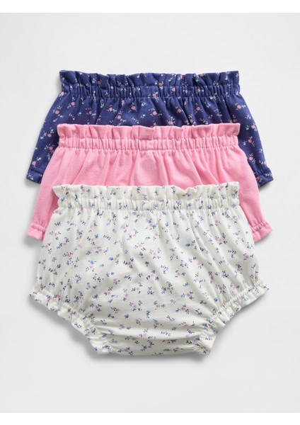Bebek Çiçek Desenli 3'lü Organik Pamuk Volanlı Şort Seti fiyatları