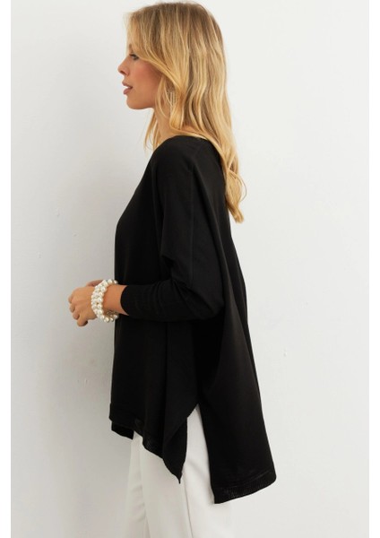 Kadın Siyah V Yaka Salaş Bluz YV304 fırsatları
