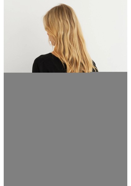 Kadın Siyah V Yaka Salaş Bluz YV304 indirimleri