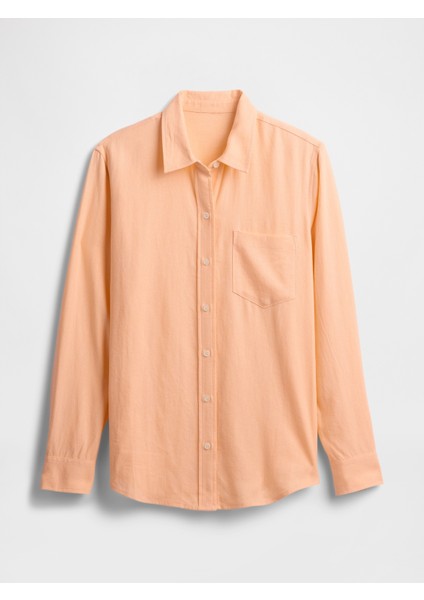 Kadın Turuncu Keten Karışımı Easy Gömlek fiyatları