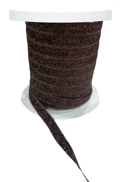 Kadife Kurdele Simli 1 cm Kahverengi 2 Metre