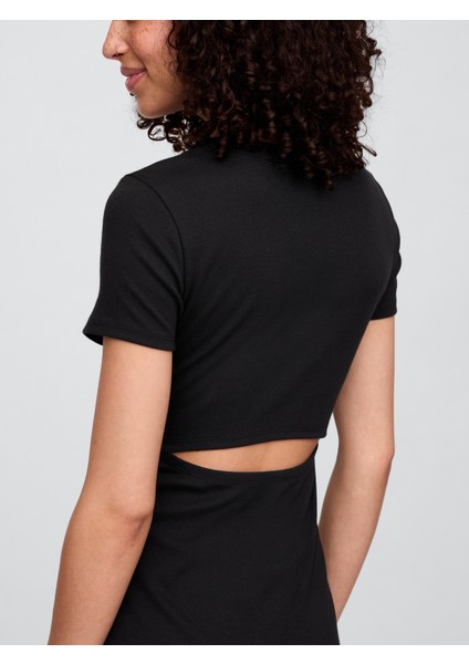 Kadın Siyah Fitilli Midi Elbise indirimleri