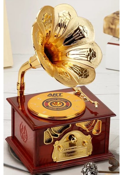 Gramafon Müzik Kutusu 18 cm Büyük Boy Gramafon Müzik Kutusu