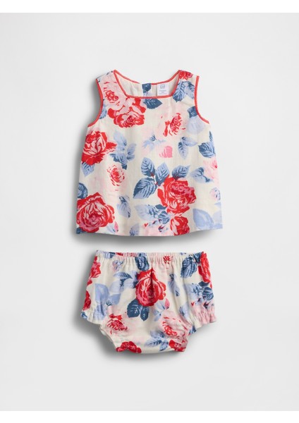 Bebek Çok Renkli Keten Karışımlı Outfit Set