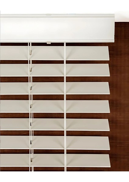 Açık Gri Truwood Serisi (TRU110) Ahşap Jaluzi Perde Açık Gri Rengi 50 mm